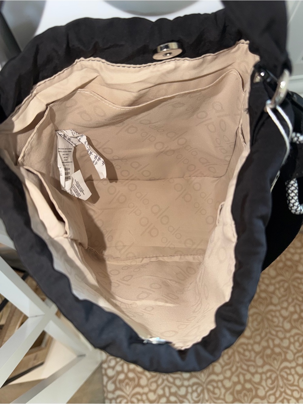 ALO Yoga Black Drawstring Mini Bucket Bag with Candy Charm - Picture 15 of 16